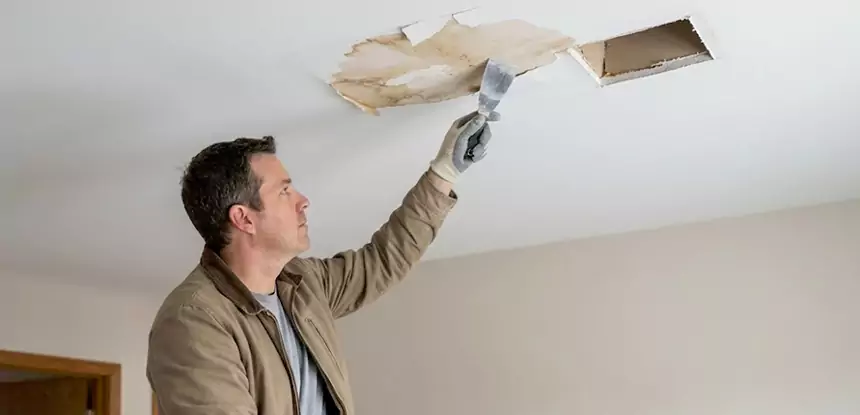 Ceiling Water Stain and Drywall Repair in Osawatomie